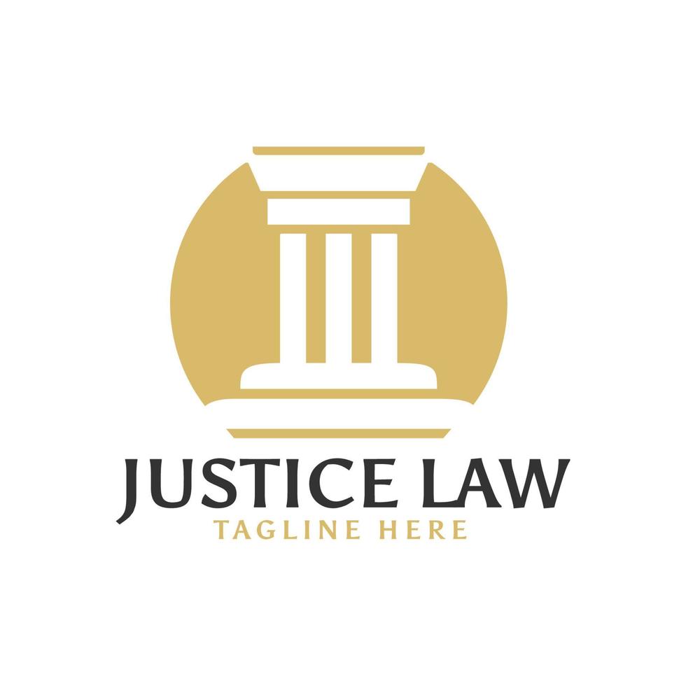 modèle de concept de conception de logo de droit d'avocat de justice de pilier vecteur