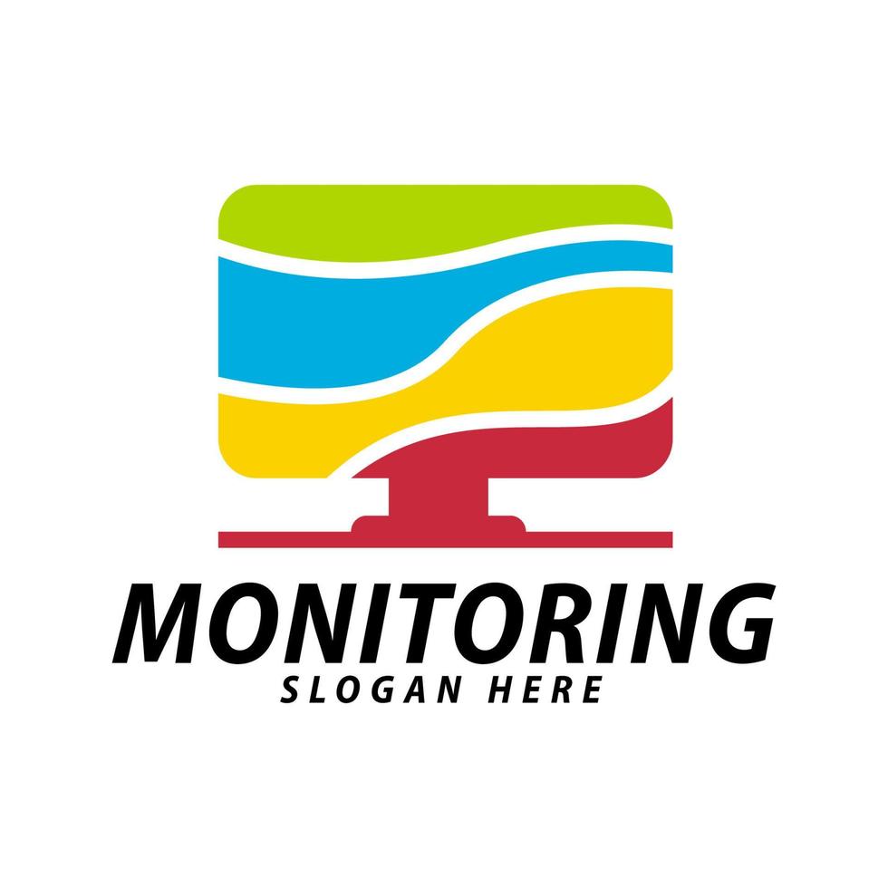 inspiration de modèle de conception de logo moniteur coloré dekstop vecteur