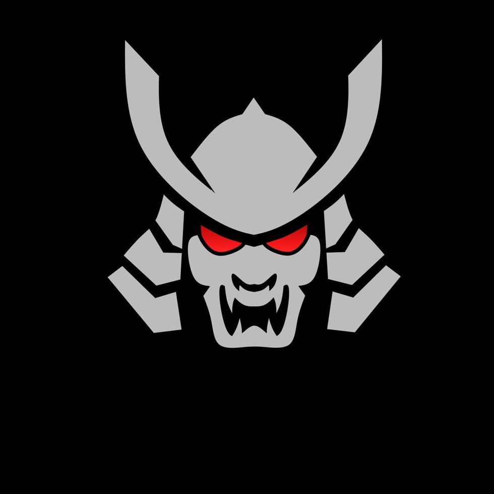 modèle logo masque samouraï yeux rouges vecteur