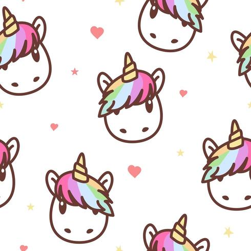 Modèle sans couture dessin animé mignon visage de Licorne vecteur