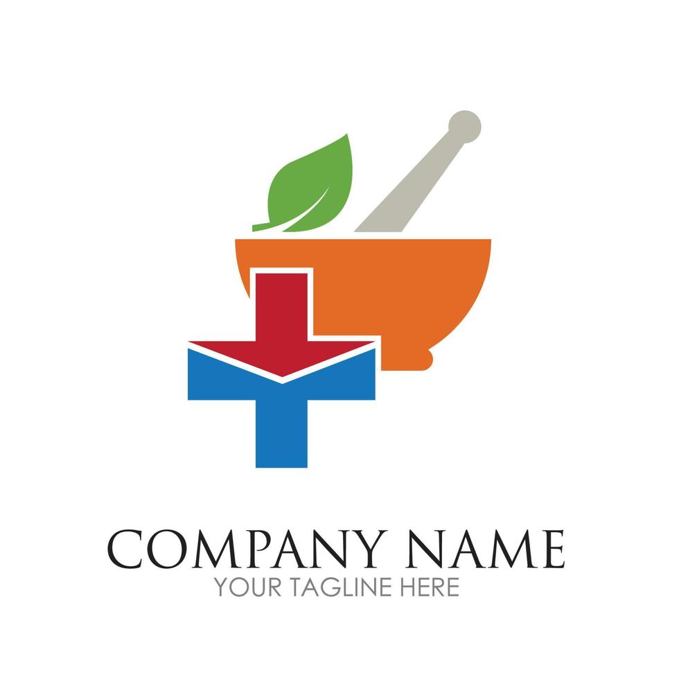 Modèle de conception d'illustration de logo de concept de pharmacie créative - vecteur