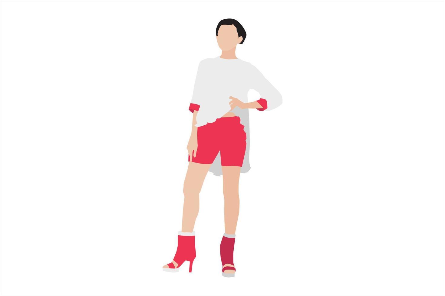 illustration vectorielle de femmes à la mode posant sur le trottoir vecteur