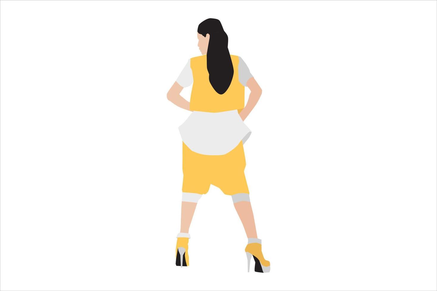 illustration vectorielle de femmes à la mode posant sur le trottoir vecteur