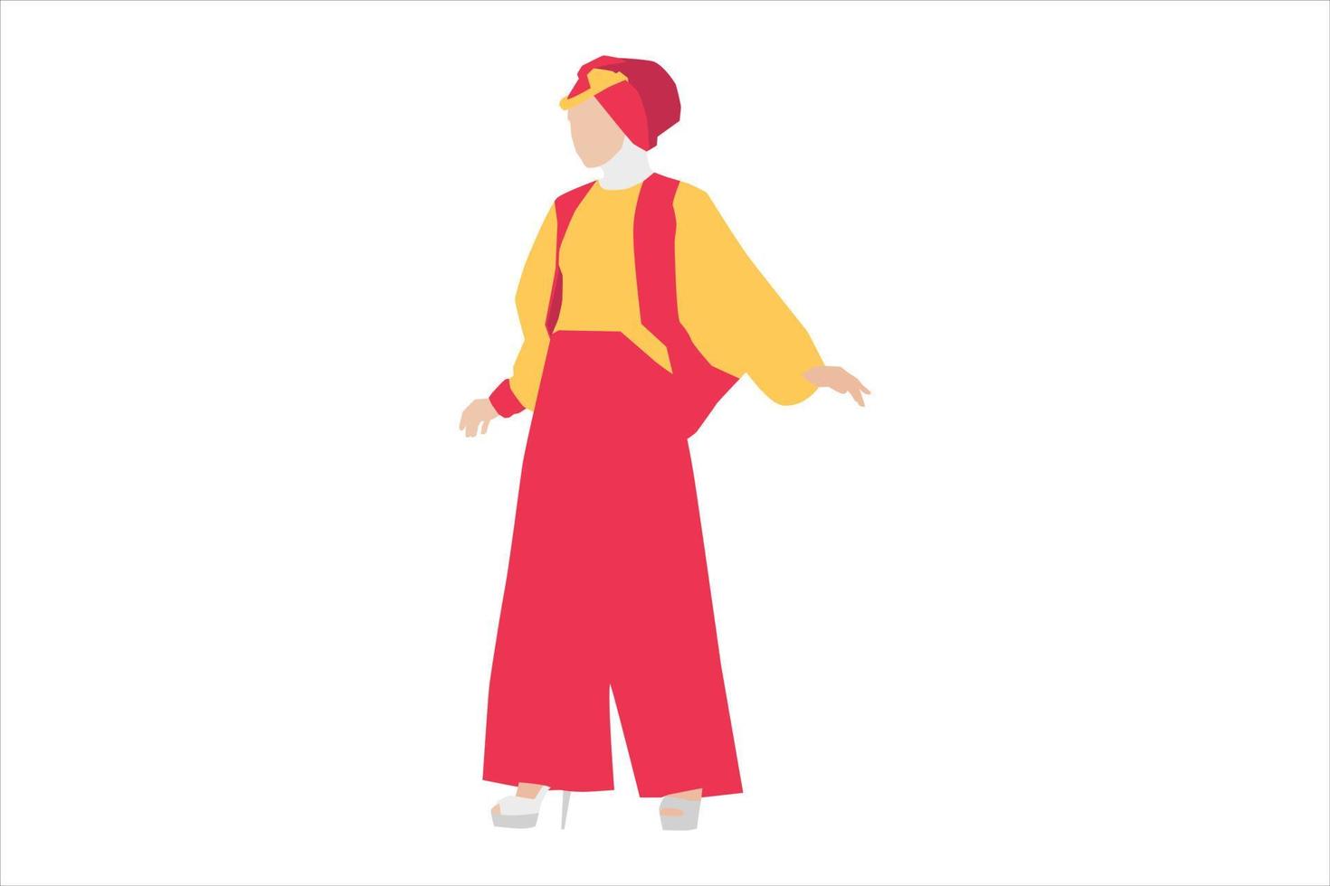 illustration vectorielle de femmes musulmanes posant sur le trottoir vecteur