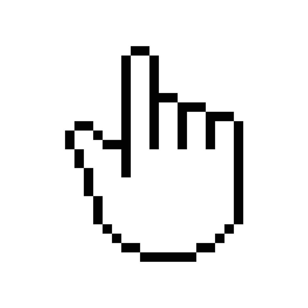 L'icône du curseur main pixel art isolé sur fond blanc vecteur