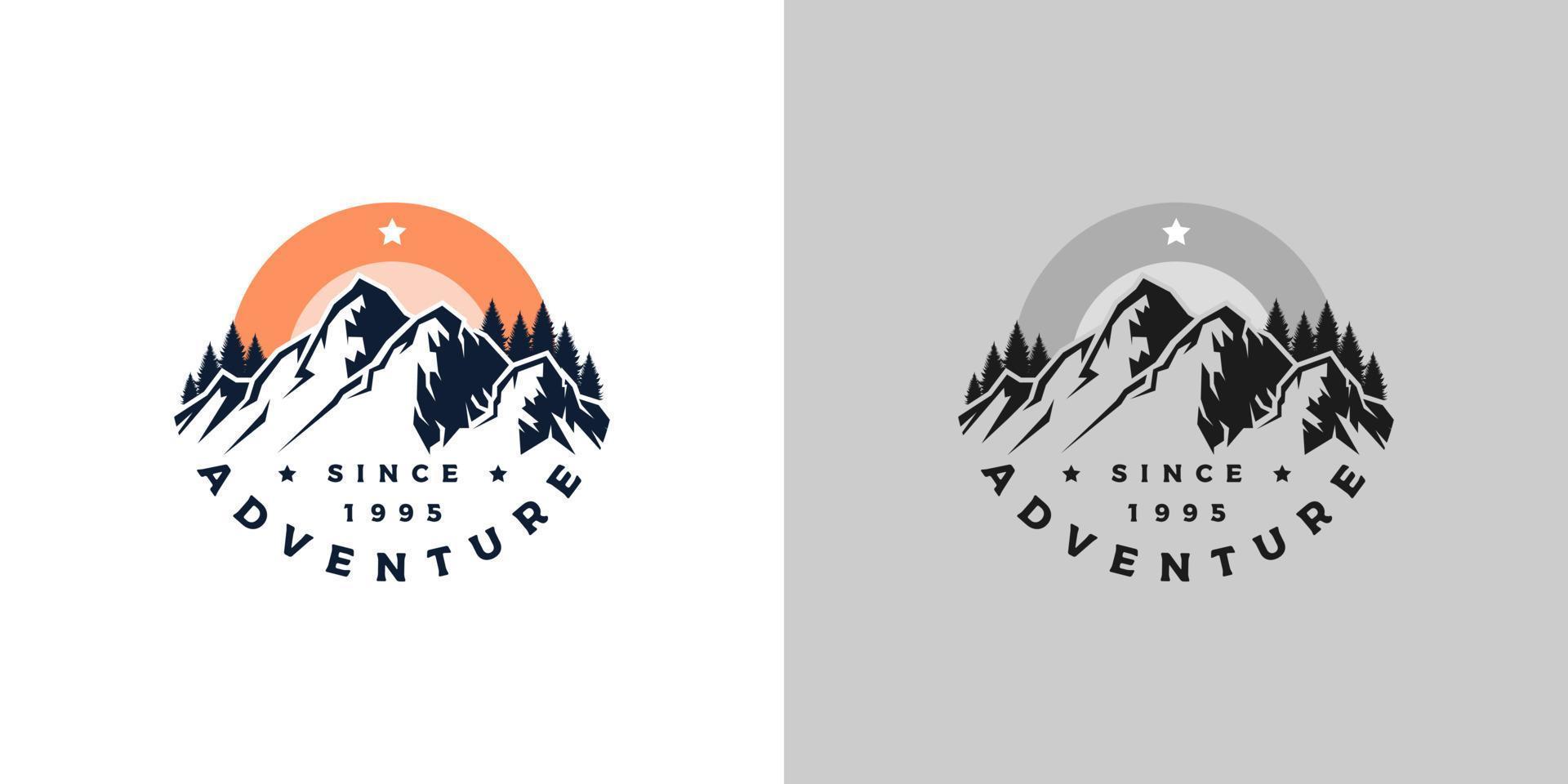 vecteur de conception de logo d'aventure de montagne