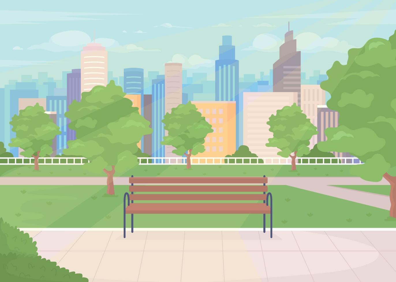 parc municipal illustration vectorielle de couleur plate vecteur
