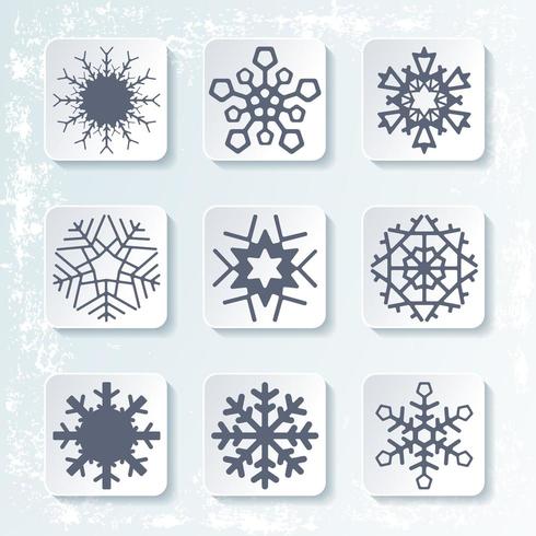 Ensemble de 9 flocons de neige différents. Illustration vectorielle vecteur