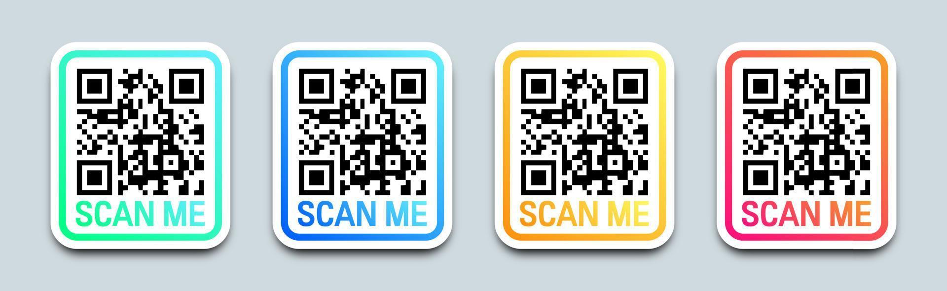 scanner l'icône du code qr. code de réponse rapide ou jeu de codes qr pour smartphone. conception de scanner de code qr dégradé. vecteur