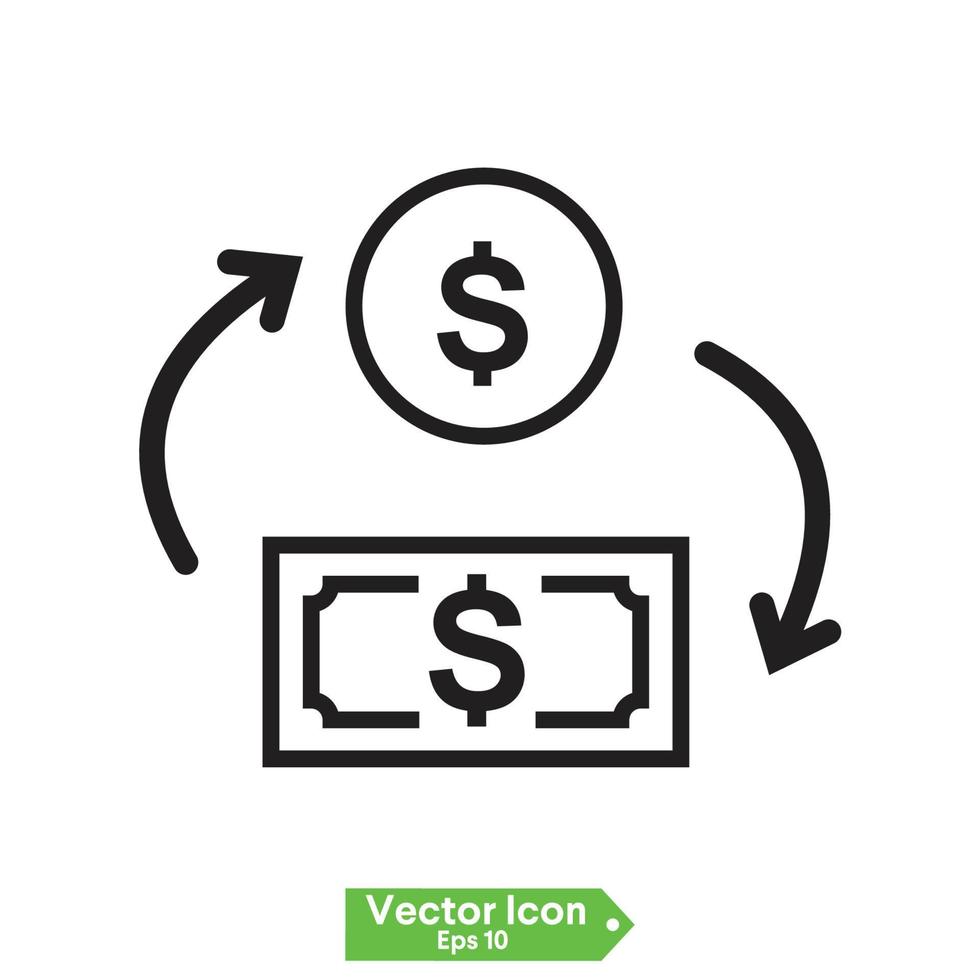 icône de remise en argent, retour d'argent, remise en argent, symbole Web en ligne mince sur fond blanc - illustration vectorielle de course modifiable eps10 vecteur