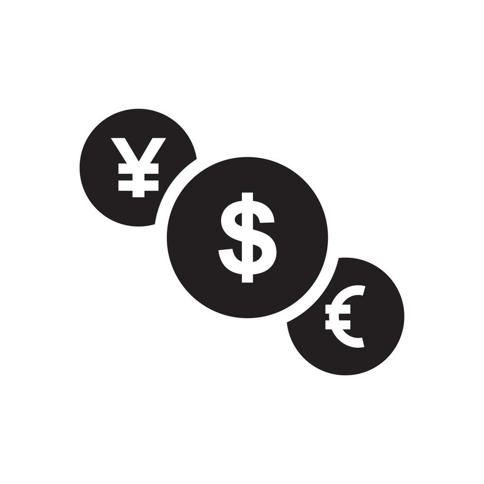 modèle d'icône de téléchargement dollar euro yen couleur noire modifiable. dollar euro yen télécharger symbole d'icône illustration vectorielle plate pour la conception graphique et web. vecteur