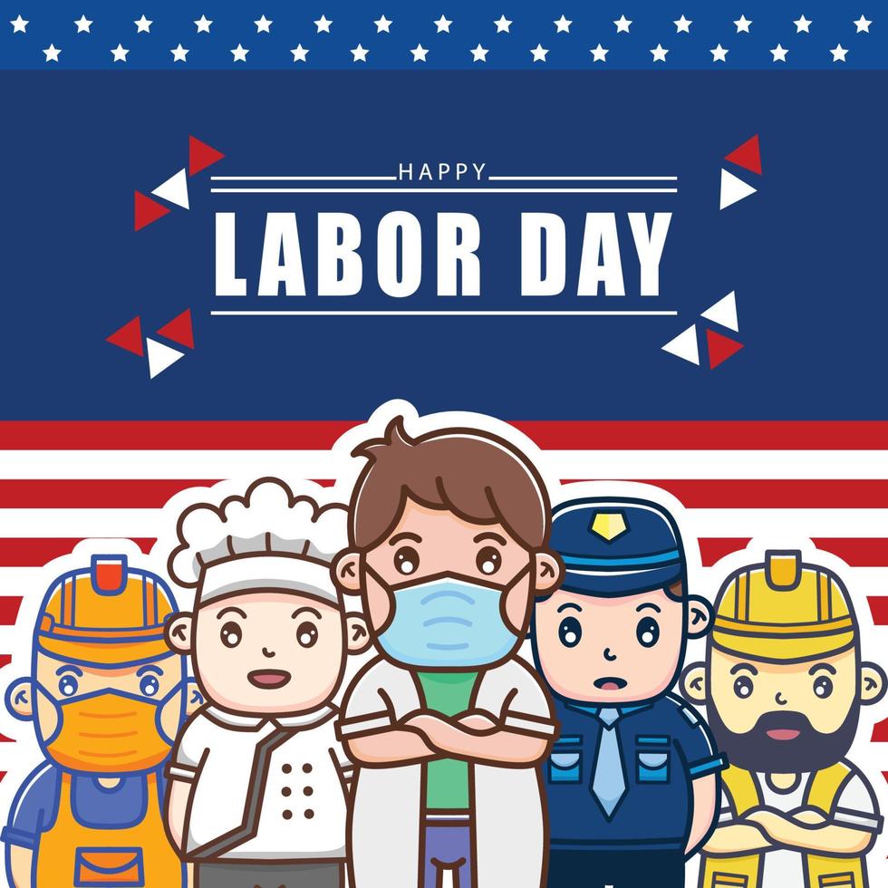 usa fête du travail backgrund caractère vector art design