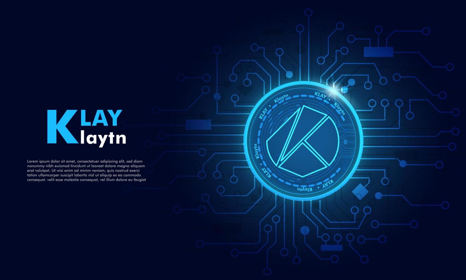 fond klaytn klay .technology avec circuit.klay logo dark blue.crypto currency concept. vecteur