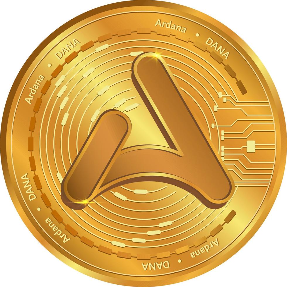 pièce d'or ardana dana.échange de crypto-monnaie.logo de pièce de monnaie ardana dana isolé. vecteur