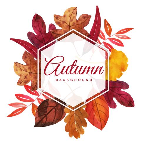 Beau cadre aquarelle feuilles d&#39;automne vecteur