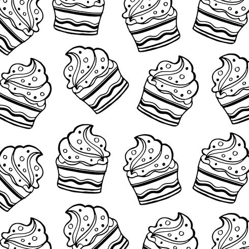 Motif Cupcake Noir et Blanc vecteur