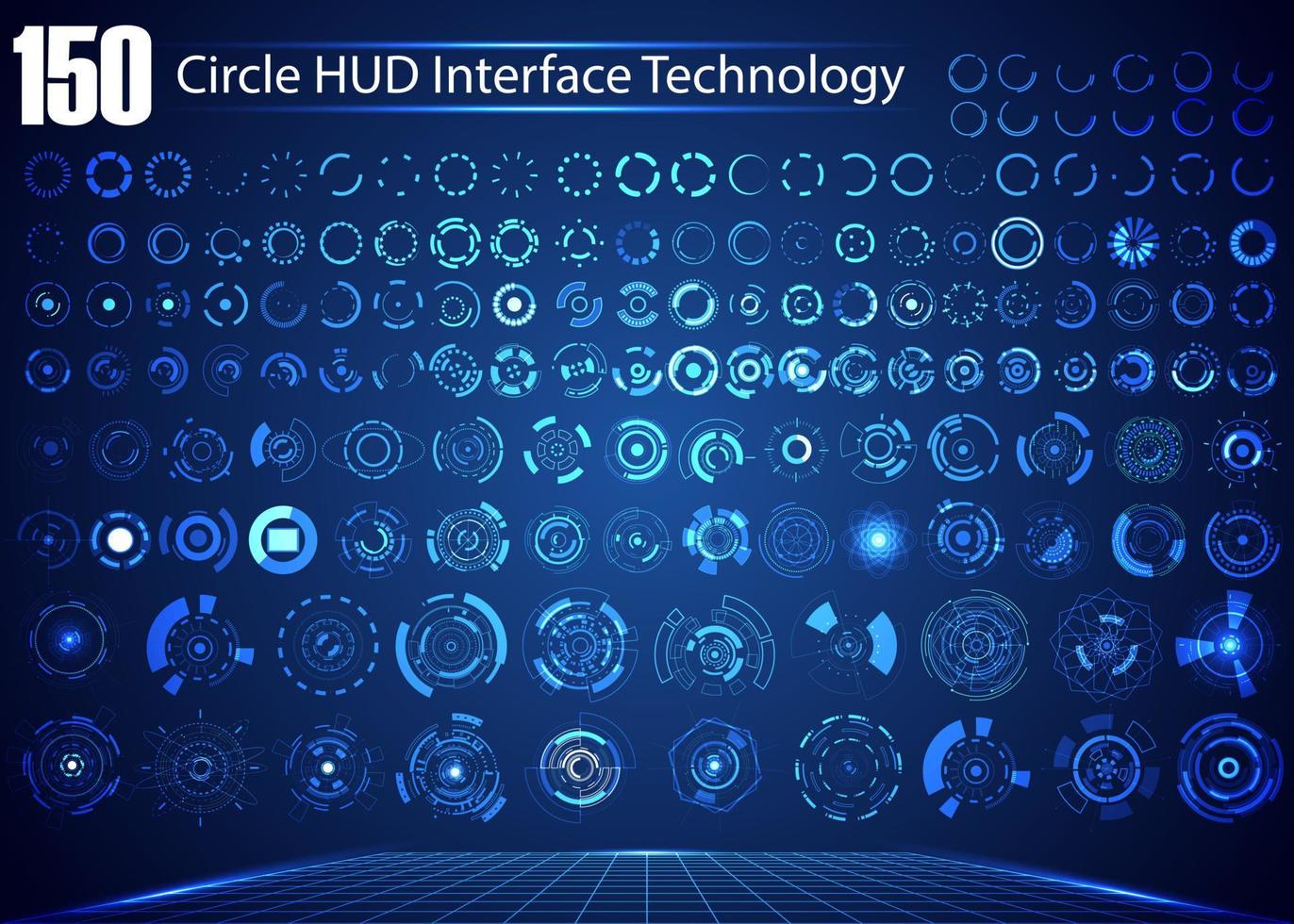 ensemble de technologie numérique abstraite de cercle ui futuriste hud éléments d'interface virtuelle science-fiction moderne pour la technologie de thème, le contrôle du jeu, les éléments d'arrière-plan de haute technologie ou de conception vecteur