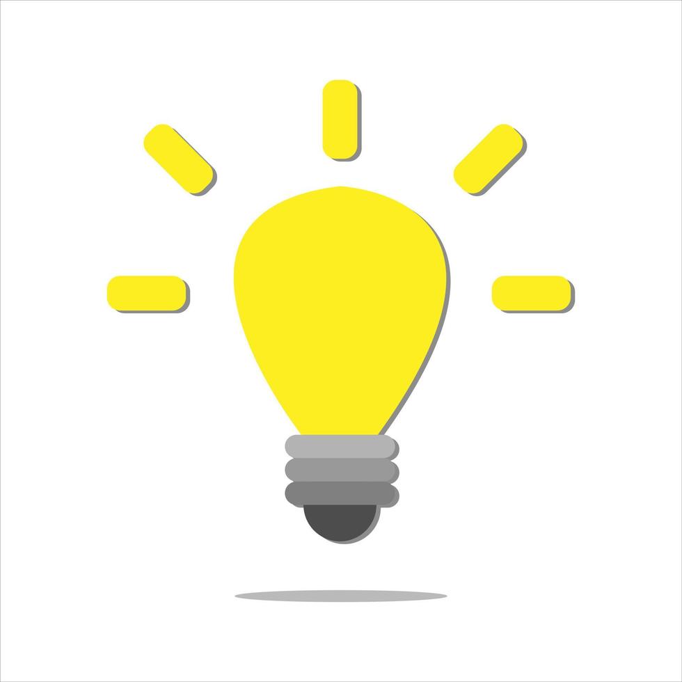 icône d'ampoule jaune minimale de style dessin animé isolée sur fond blanc. idée, solution, entreprise, concept de stratégie. vecteur