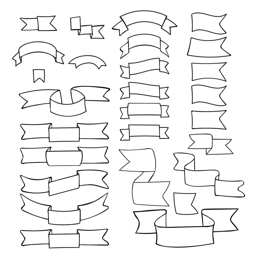 rubans, grand ensemble de bannières d'éléments de conception, étiquettes isolées sur fond blanc. vecteur