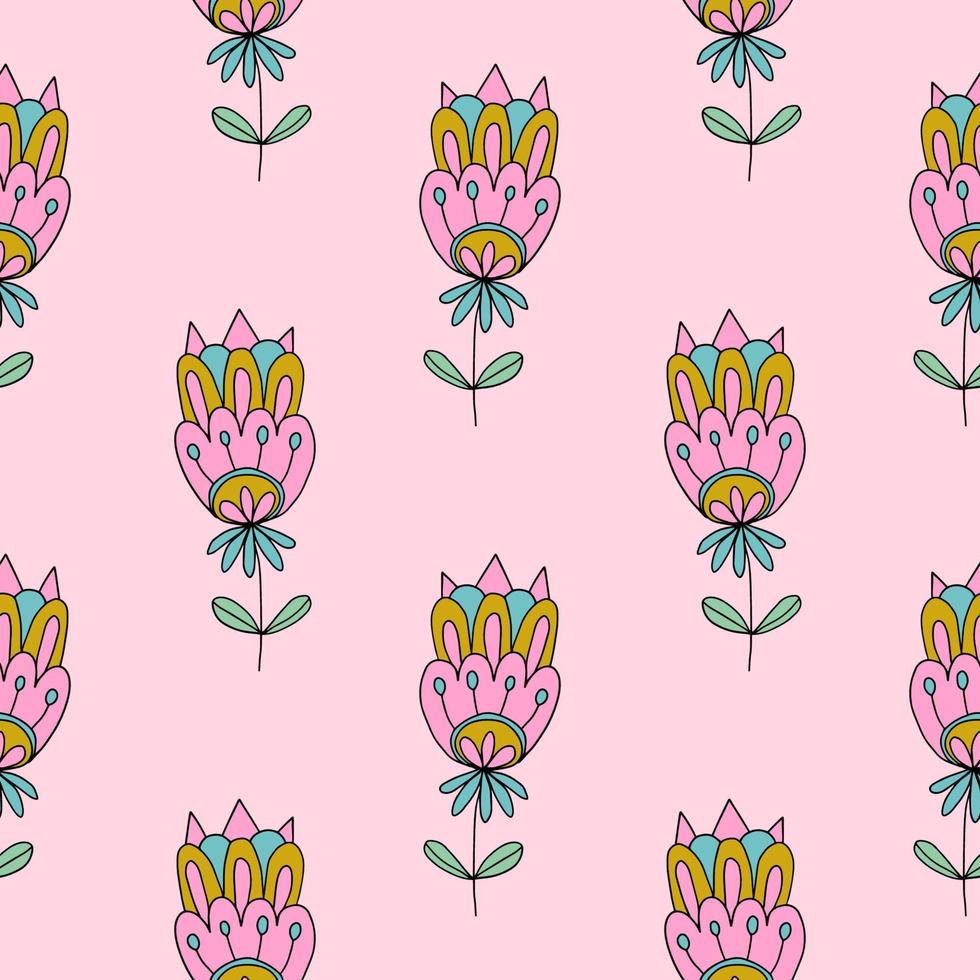 modèle sans couture de fleur fantaisie doodle coloré abstrait. fond floral mignon. vecteur