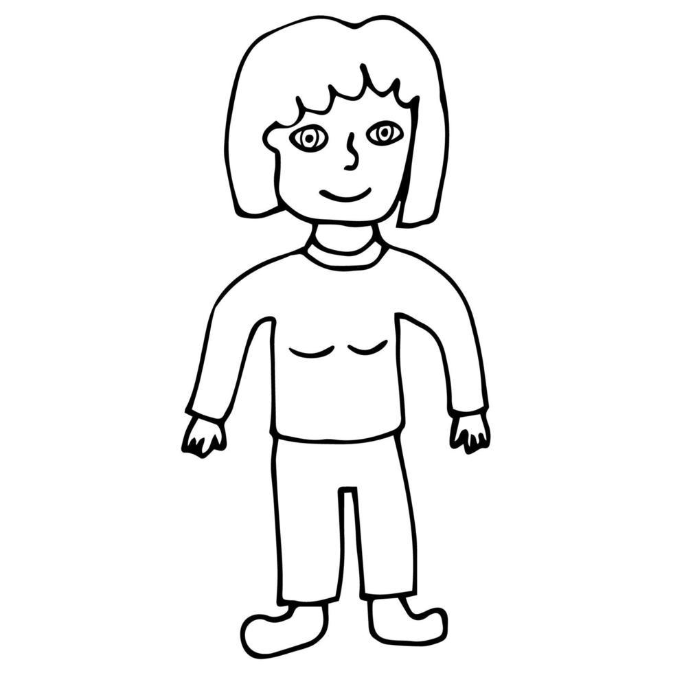 dessin animé doodle femme linéaire isolée sur fond blanc. vecteur