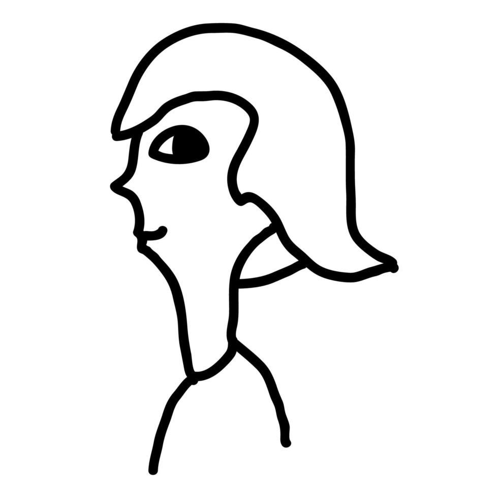 dessin animé doodle femme linéaire isolée sur fond blanc. vecteur