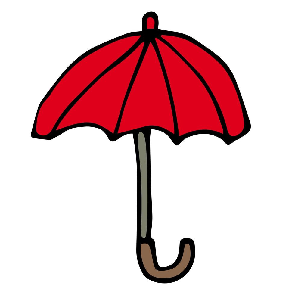 parapluie ouvert de doodle de dessin animé isolé sur fond blanc. vecteur