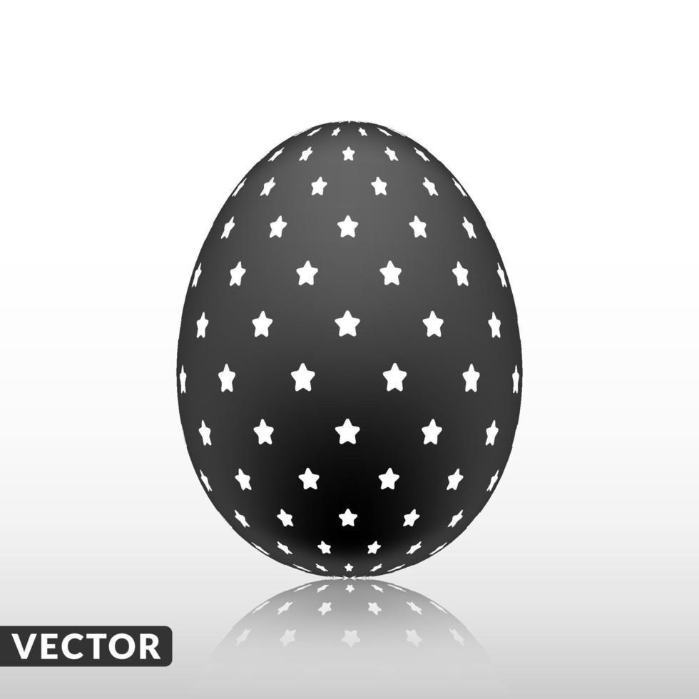 oeuf de pâques noir avec motif exotique, vecteur, illustration. vecteur