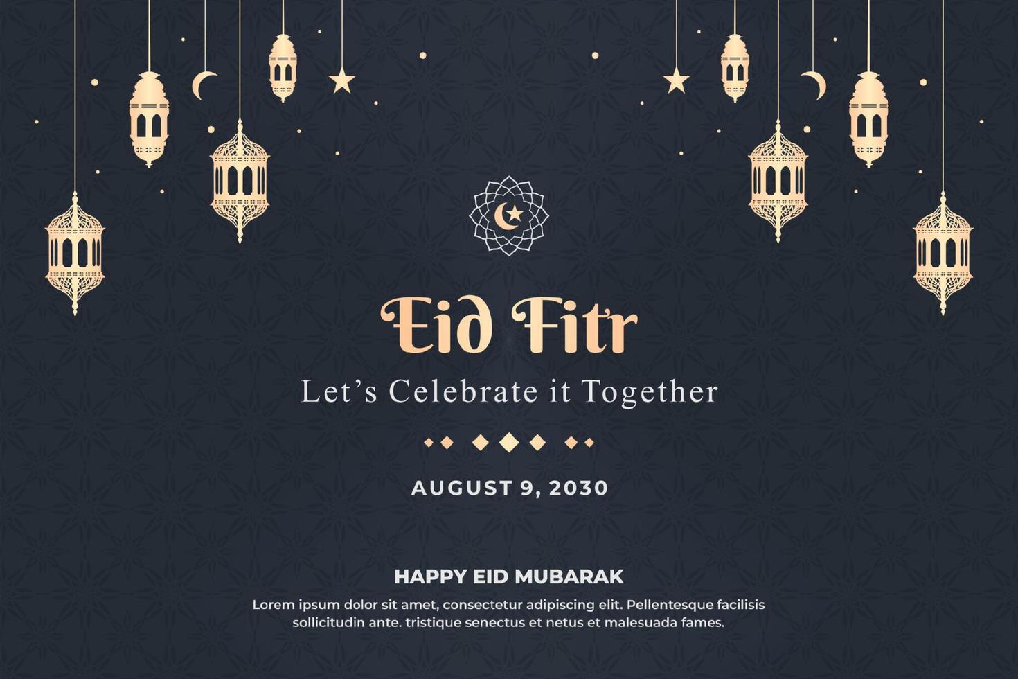 bannière islamique avec salutations eid fitr vecteur