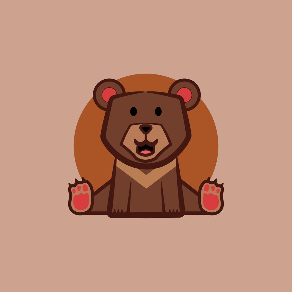 vecteur d'ours mignon, eps 10, logo, conception simple, marron, mascotte.