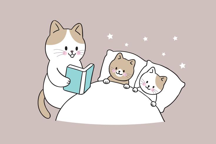 livre de lecture chat mère bébé chat vecteur