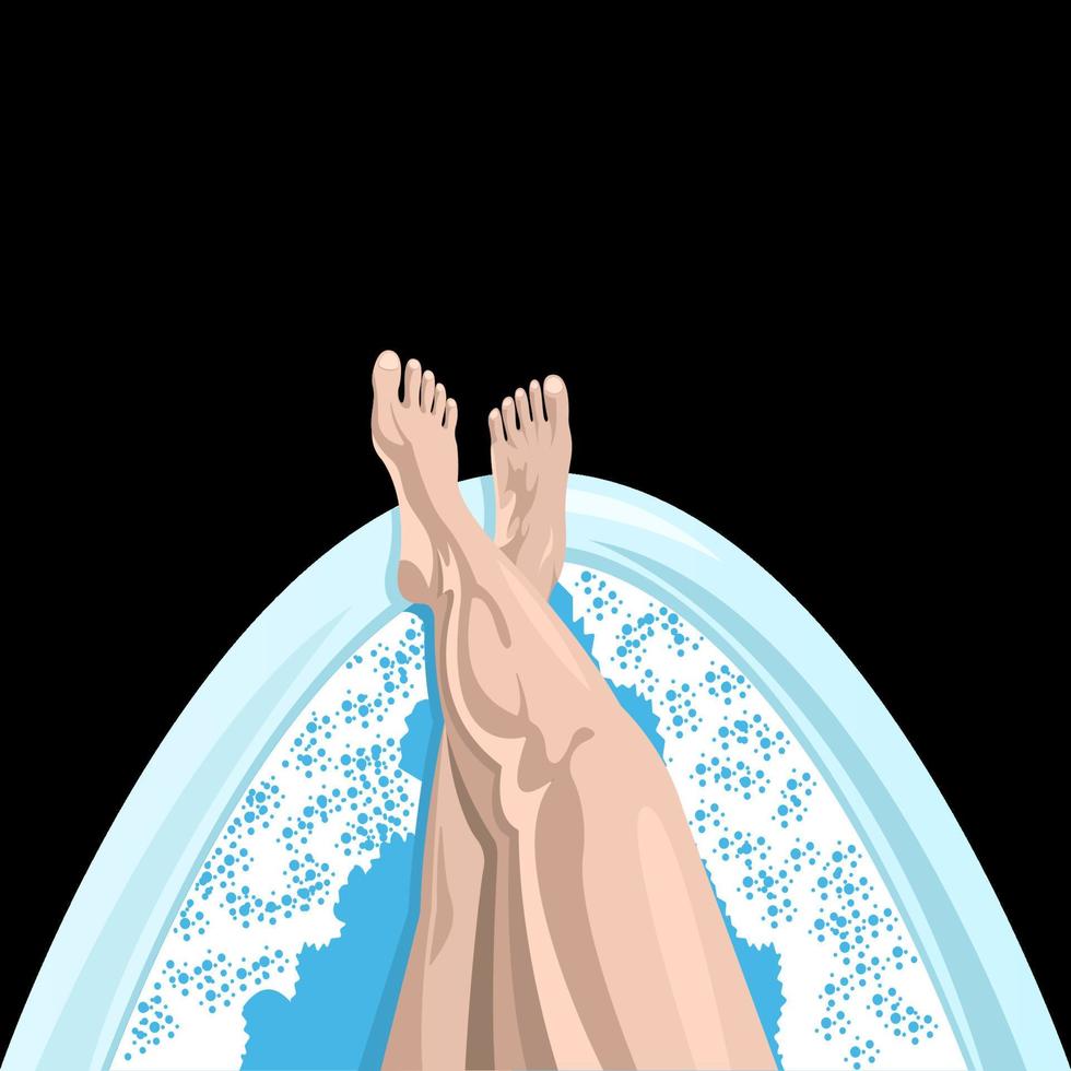 pieds de femmes dans le bain dessin animé isolé fond blanc vecteur
