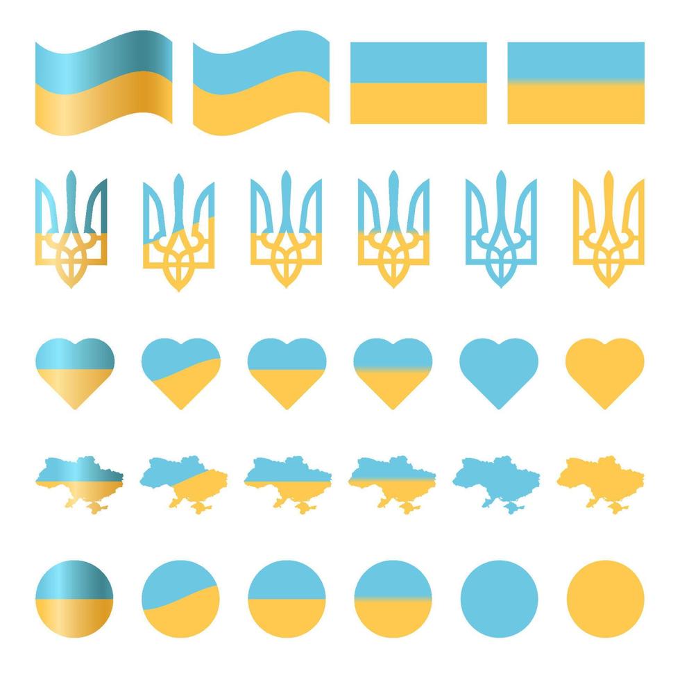 ensemble de symboles vectoriels de l'ukraine aux couleurs du drapeau ukrainien vecteur