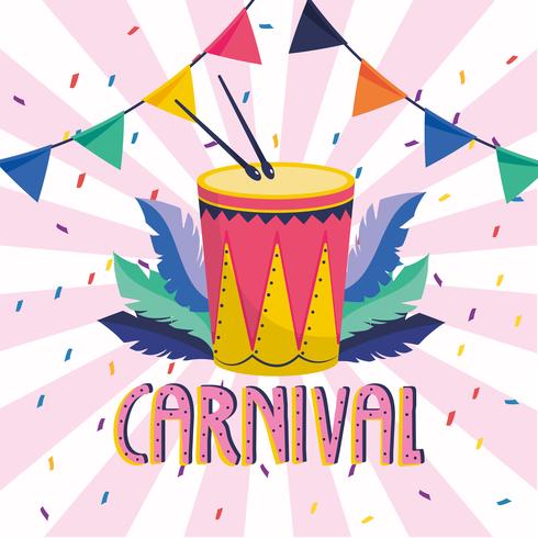 Affiche de carnaval avec tambour et bannière vecteur