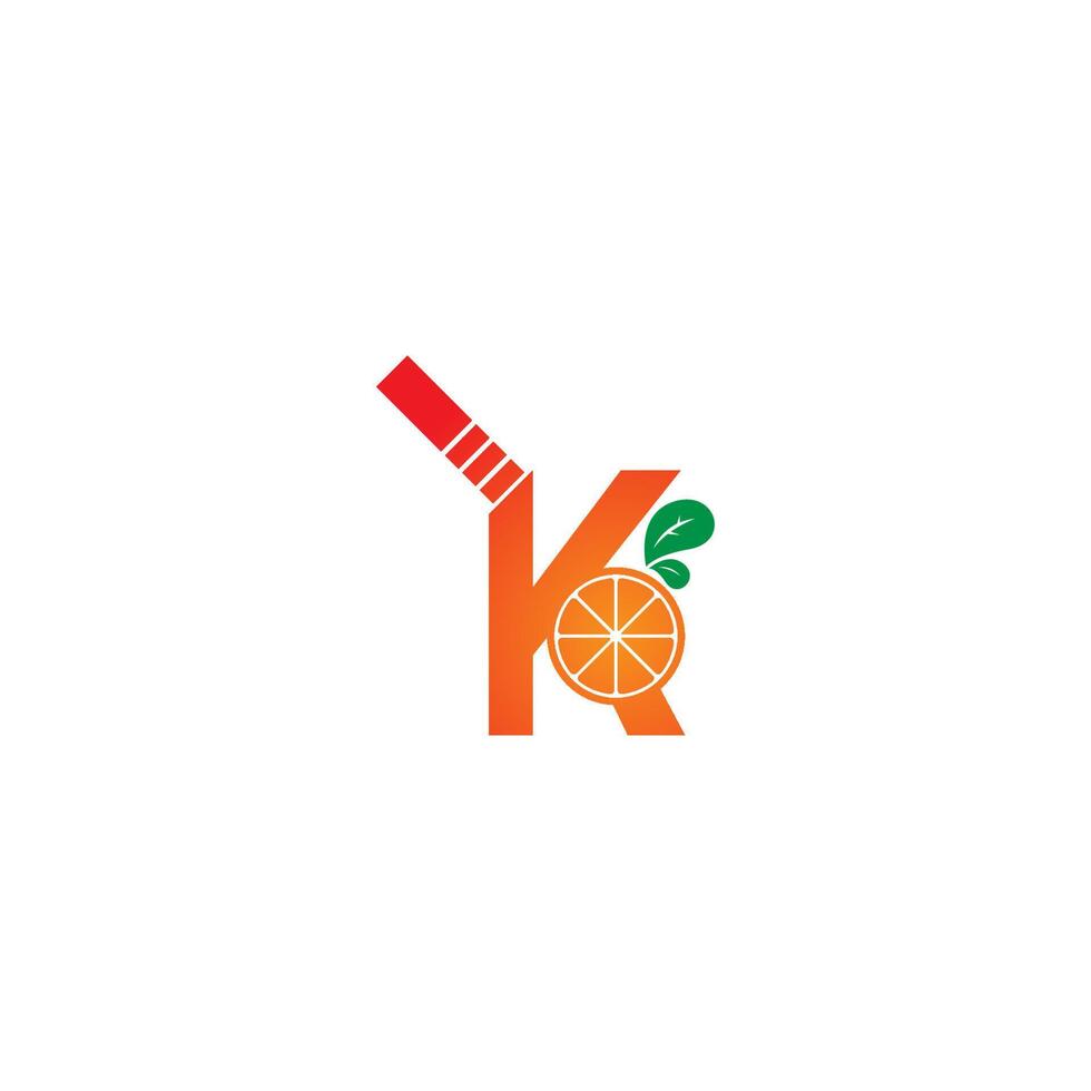 lettre k avec modèle de conception de logo icône orange jus vecteur