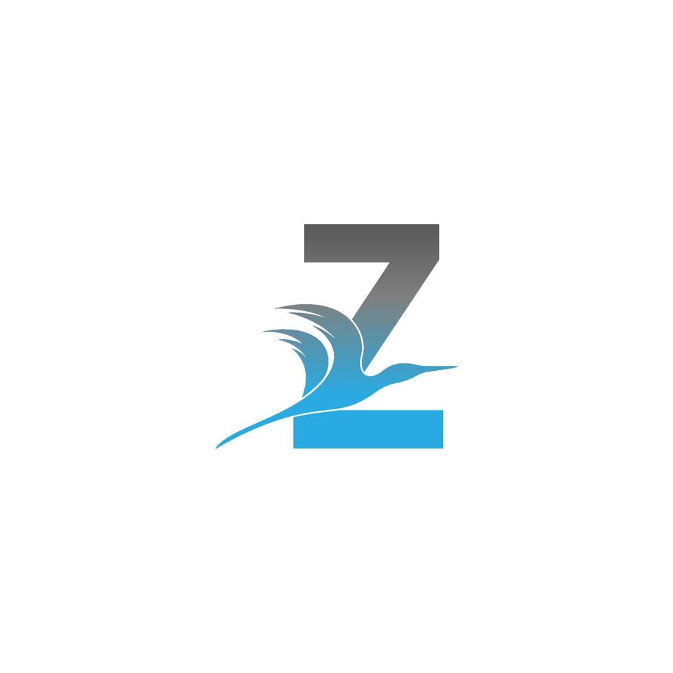 lettre z logo avec conception d'icône d'oiseau pélican vecteur