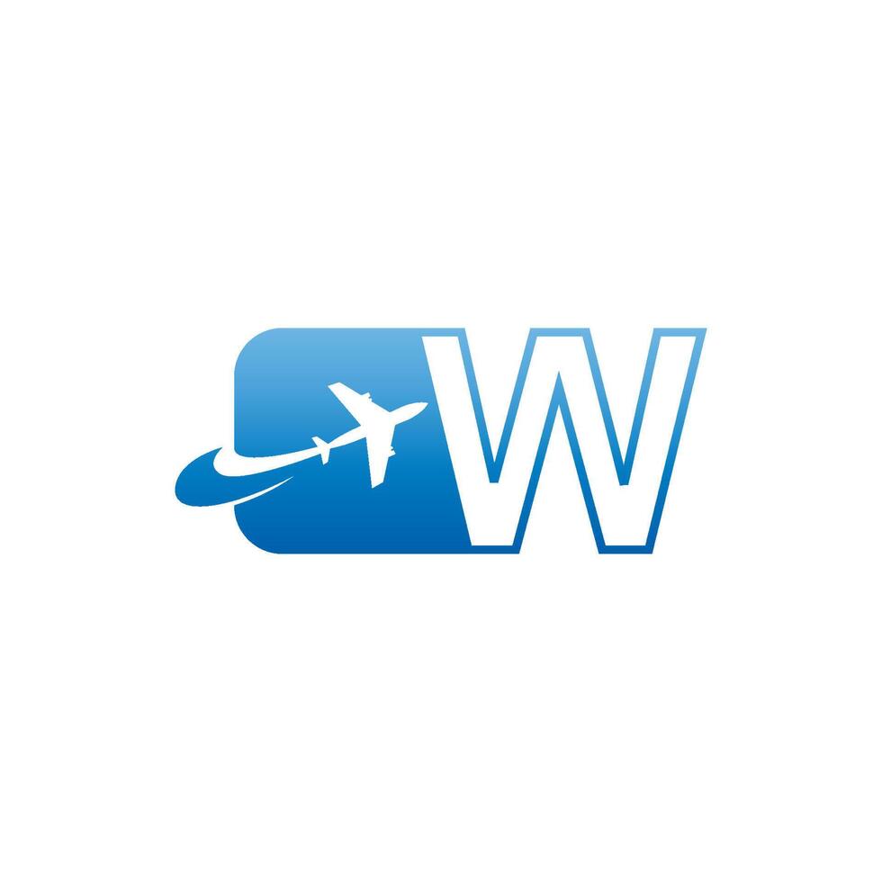 lettre w avec vecteur de conception d'icône de logo d'avion
