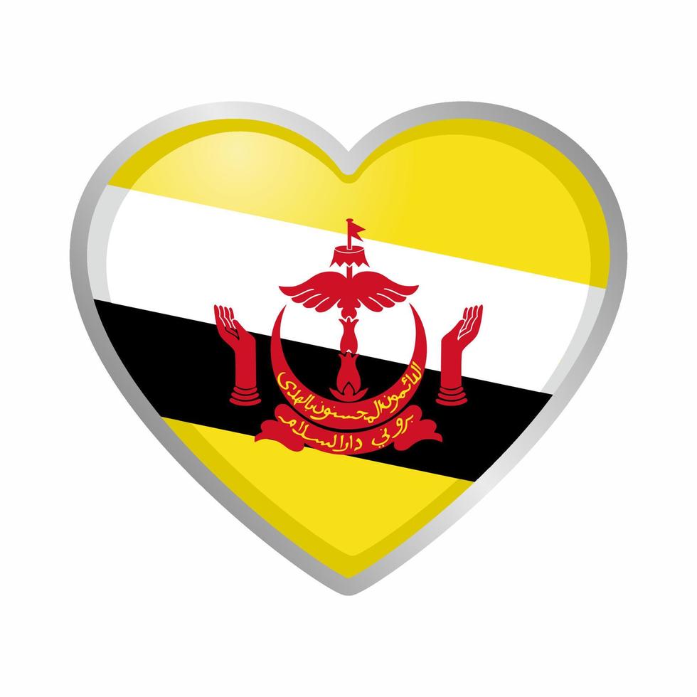 autocollant drapeau brunei coeur vecteur