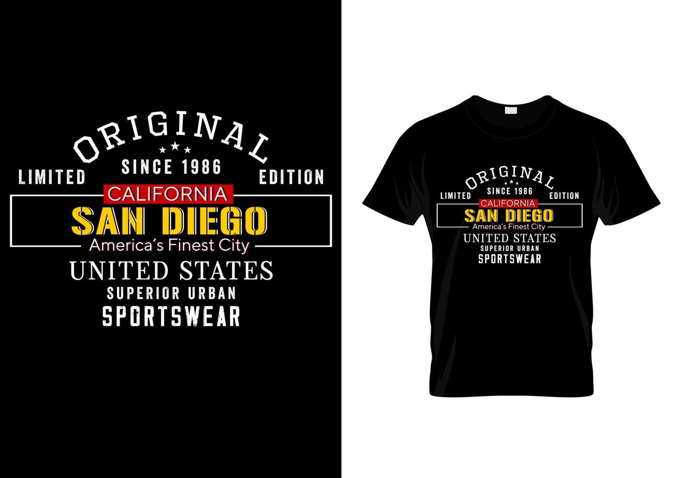 conception de t-shirt streetwear urbain de san diego vecteur