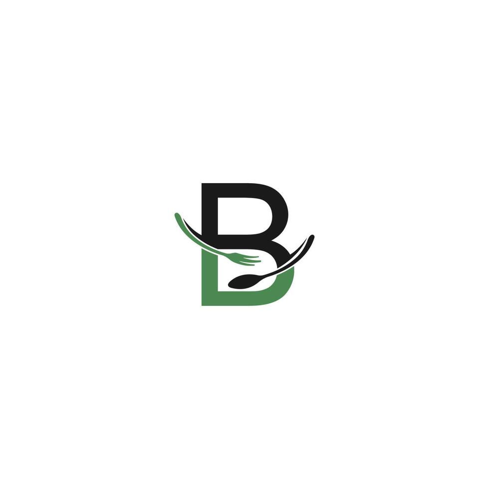 lettre b avec vecteur de conception icône logo fourchette et cuillère