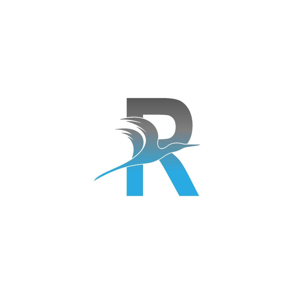logo lettre r avec conception d'icône d'oiseau pélican vecteur