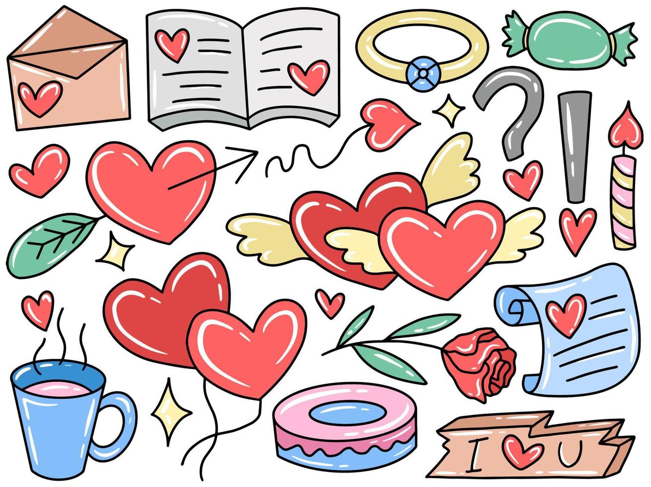doodle de l'élément de la saint valentin vecteur