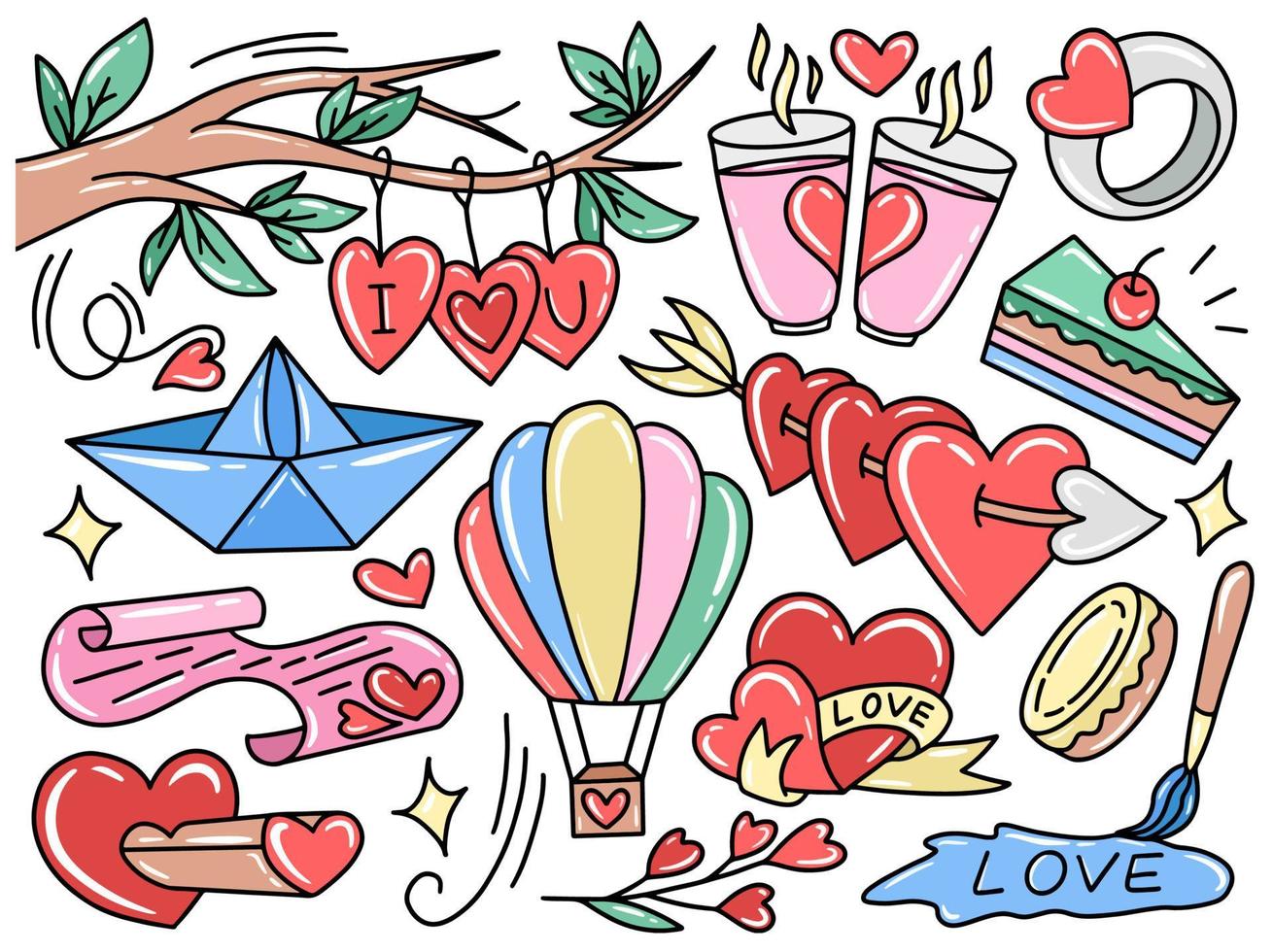 doodle de l'élément de la saint valentin vecteur