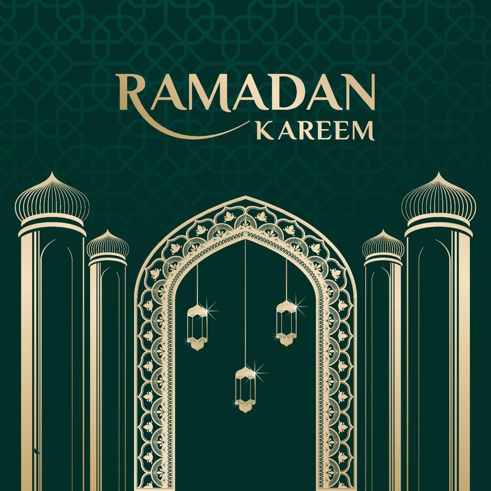 illustration vectorielle de la mosquée et du cadre de poste de salutation ramadan kareem. document de voeux de ramadan. étiquette de voeux de ramadan. vecteur