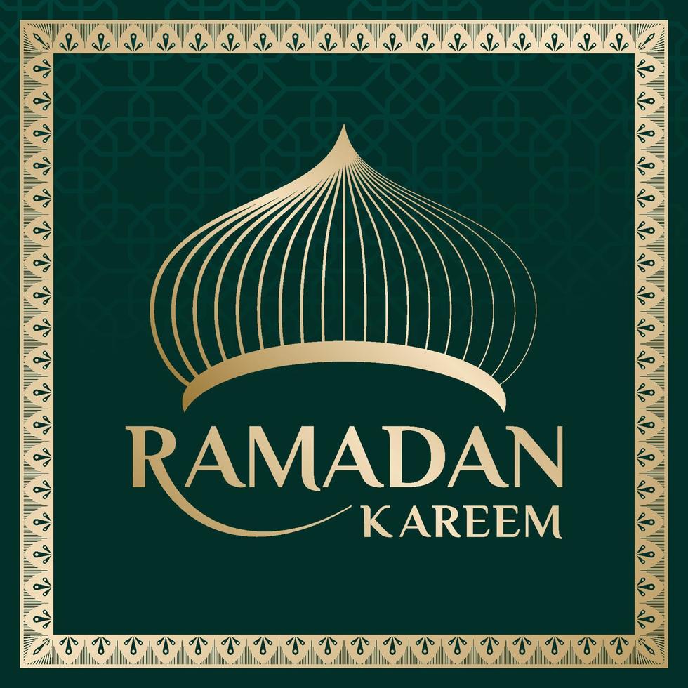 illustration vectorielle de la mosquée et du cadre de poste de salutation ramadan kareem. document de voeux de ramadan. étiquette de voeux de ramadan. vecteur