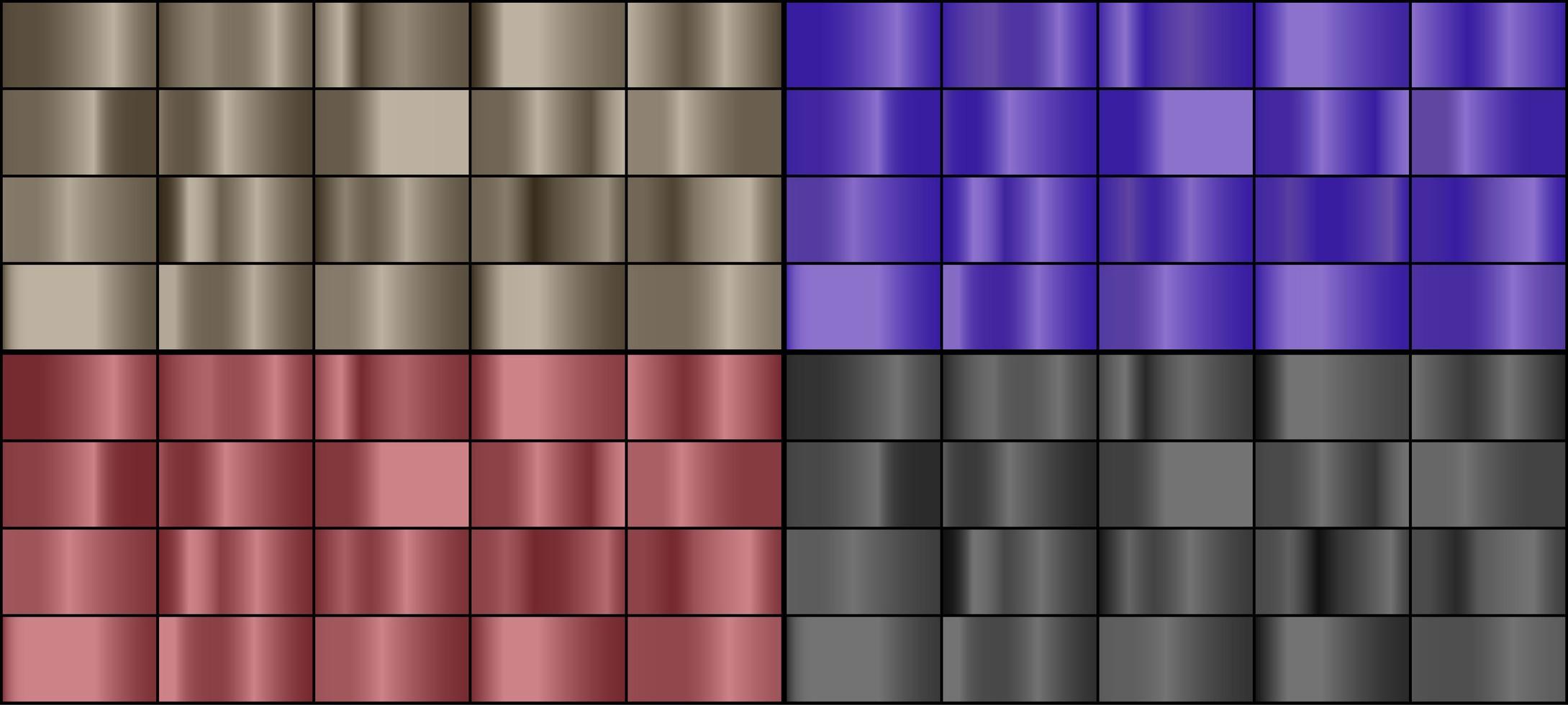 ensemble de vecteurs de dégradés métalliques colorés. vecteur