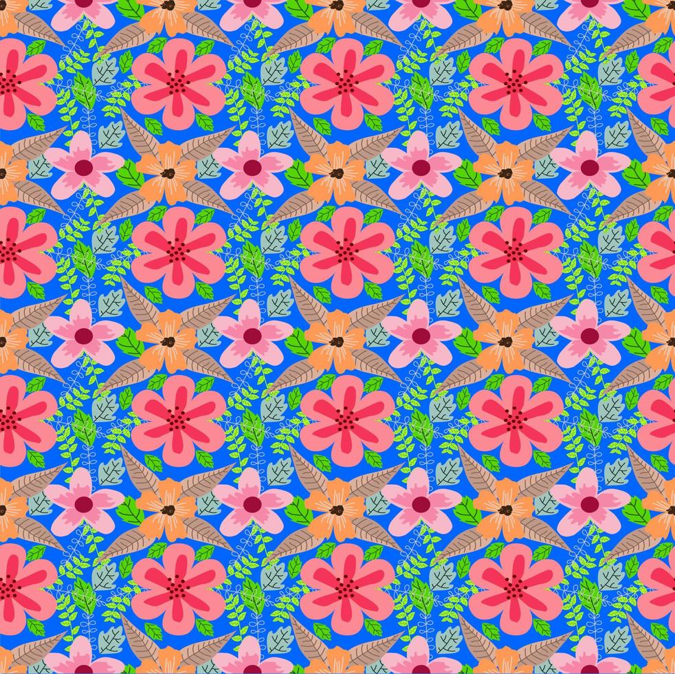 motif de fleurs et de feuilles colorées. vecteur