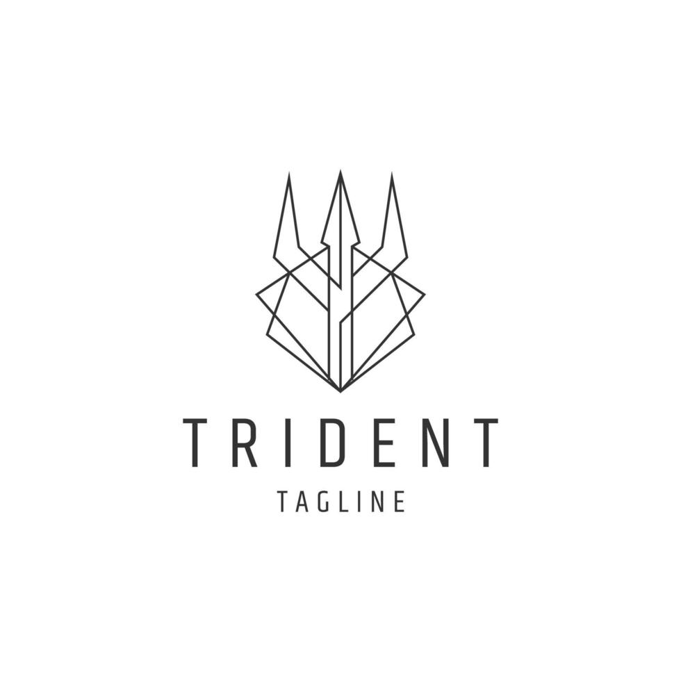 modèle de conception d'icône de logo de ligne de trident vecteur plat