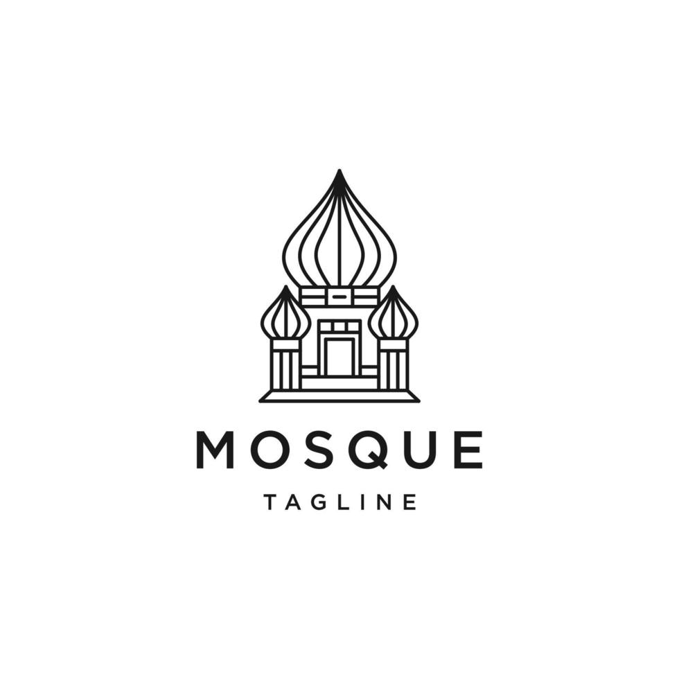 modèle de conception d'icône de logo de ligne de mosquée vecteur plat