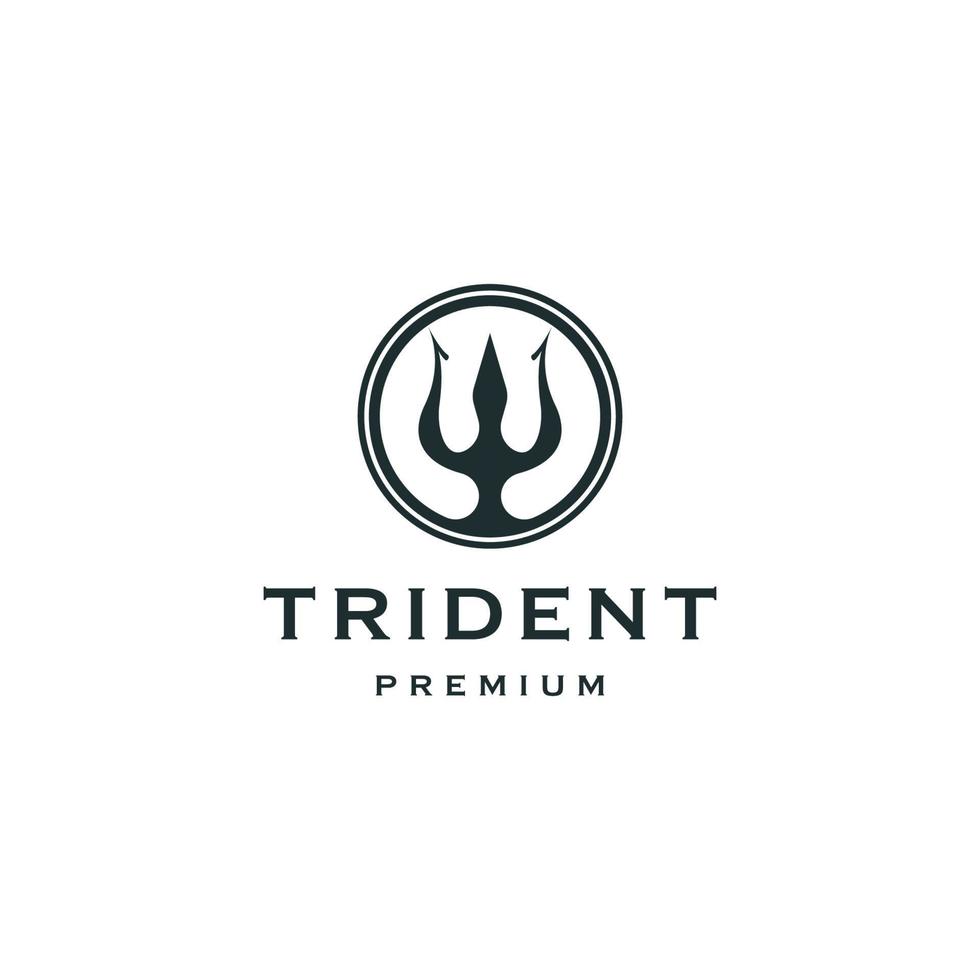 modèle de conception d'icône de logo de trident antique vecteur plat